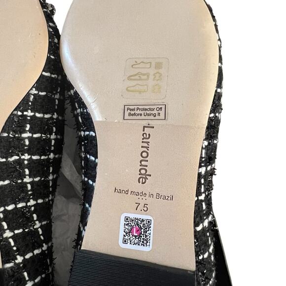 Larroude Lee Pointed Toe Slip On Tweed Flats Bow Embellished NEW 7.5 - Picture 10 of 11